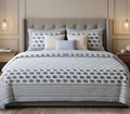 Traditional Indigo Elephant Block Print Pure Cotton Bedsheet Set (with 2 Pillow Covers)